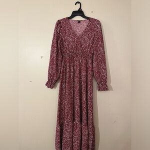 SHEIN Maxi Speckled Red size Medium Long sleeve Dress